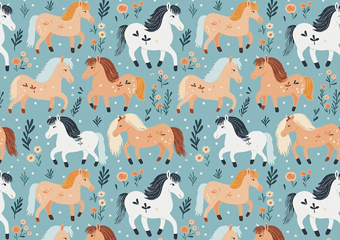 Pony Pals, Turquoise - Roller Blind - Image 6